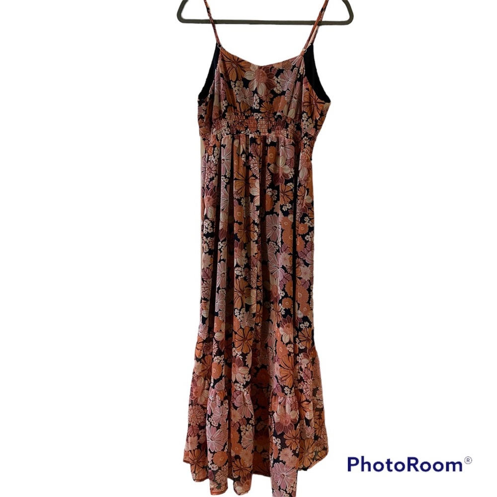 Juniors XL pink and orange high low dress. Adjustable straps, fully lined NWOT